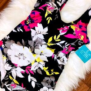 Swimsuits for All Beach Belle Bright Floral Sarong Front Swimsuit Size10 NWT